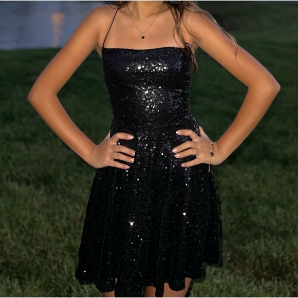 windsor black sparkly mini dress - Picture 8 of 11